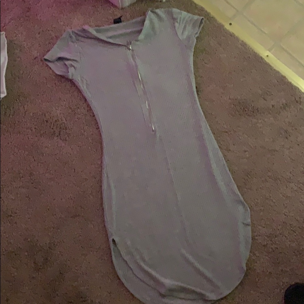 Grey half zip-up curve making dress